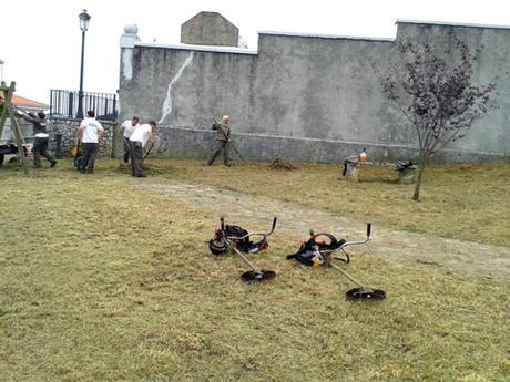 Trabajos de restauración de la Iglesia de Santiago de Ambás, Camino del Norte.