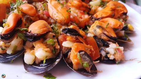 Mejillones con vinagreta de mango Mejillones con vinagreta de mango