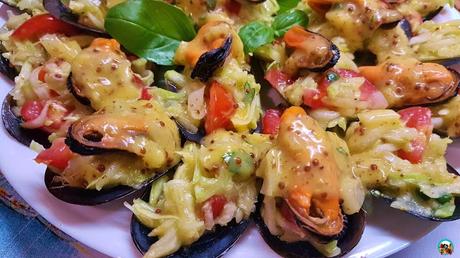 Mejillones con vinagreta de mango Mejillones con vinagreta de mango