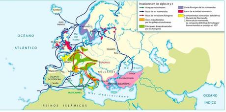 Mapa de las invasiones vikingas