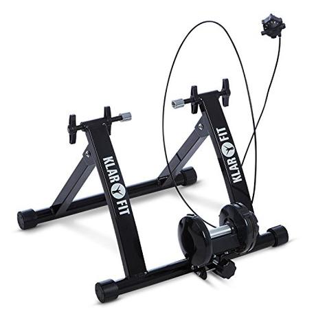 Klarfit Tourek rodillo para bicicleta (26/28 pulgadas, 100 kg carga max, resistencia magnética regulable 7 niveles, control manillar, acero) - negro
