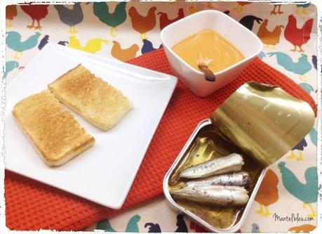 Tosta de salmorejo con sardinillas