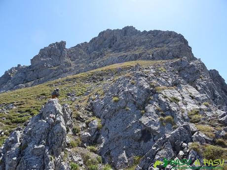 Ruta Peña Ubiña por la Arista Norte: pradera en la cara norte