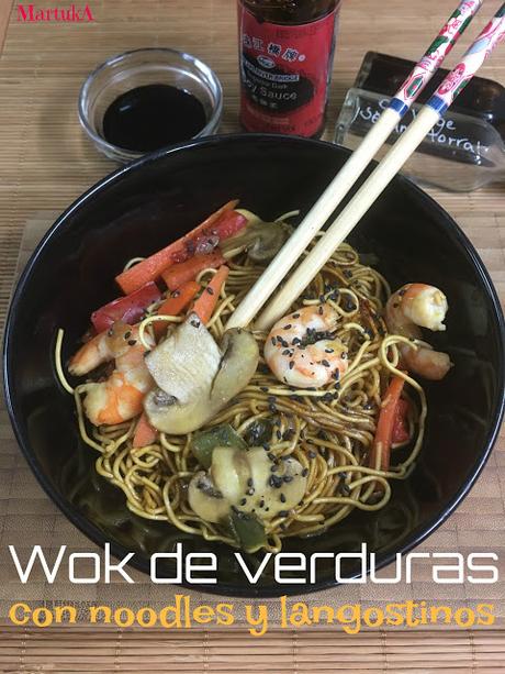 Wok De Verduras Con Noodles Y Langostinos Wok De Verduras Con Noodles Y Langostinos