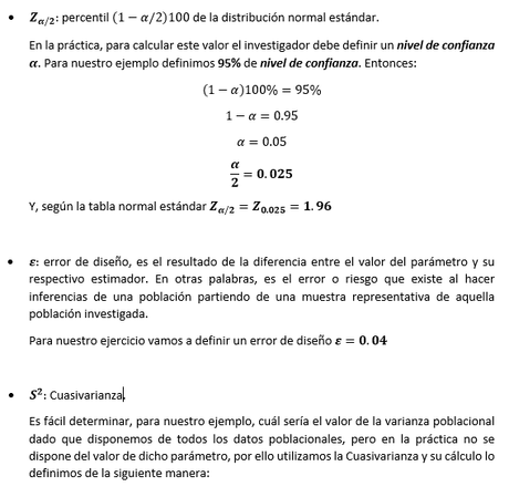 Datos para calcular el tamaño muestral Datos para calcular el tamaño muestral