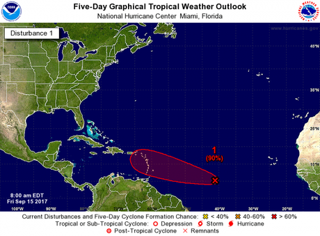 En atención El Caribe Oriental ante el avance de un fuerte disturbio con chance de ser ciclón tropical