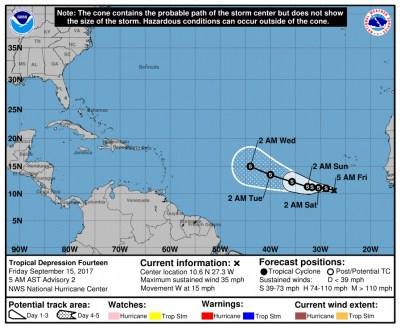 Cuba atenta a trayectoria de 14 depresión tropical