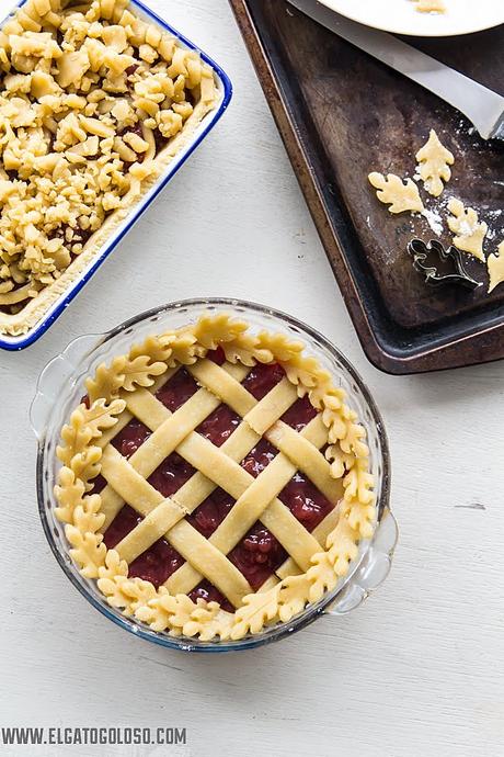 Tarta de fresa y ruibarbo