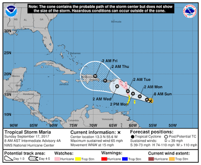 María sigue apuntando a Puerto Rico y a República Dominicana..