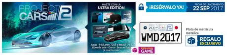 Matricula exclusiva por reservar Project Cars 2 en GAME y edición ultra Matricula exclusiva por reservar Project Cars 2 en GAME y edición ultra