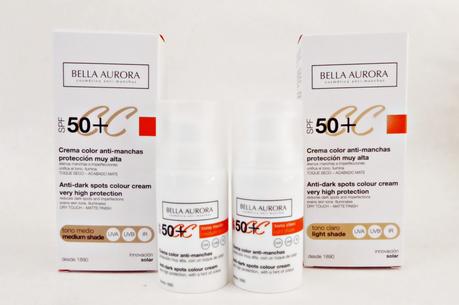 Crema color anti manchas SPF50 de Bella Aurora