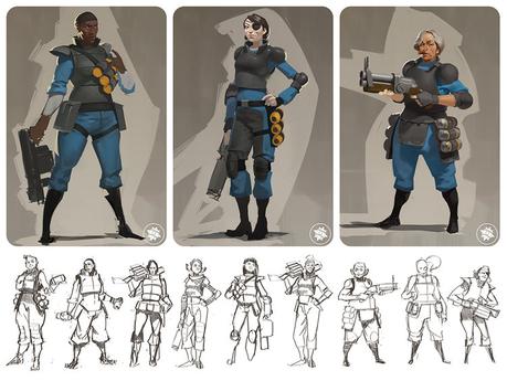 Team Fortress 2 pudo haber tenido personajes femeninos, bocetos dentro