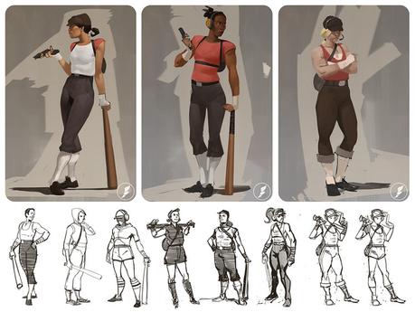 Team Fortress 2 pudo haber tenido personajes femeninos, bocetos dentro