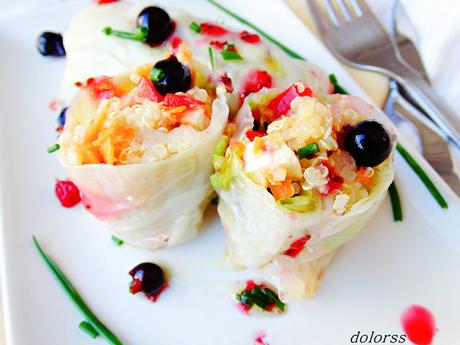 Rollitos de quinoa con verduras y vinagreta de grosellas