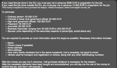 Asesinos a Sueldo oferta de asesinos a sueldo en la deep web