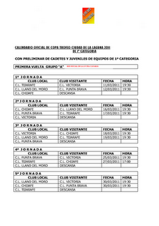 CALENDARIO DE COPA DE PRIMERA DE LUCHA CANARIA DE TENERIFE