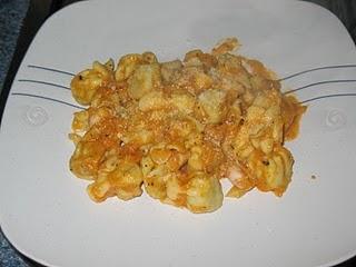 Saccottini de bacon y rúcula con salsa de calabacín y gambas Saccottini de bacon y rúcula con salsa de calabacín y gambas