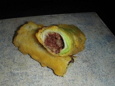 Canelón de puerro relleno de Morcilla Rios en tempura!! Canelón de puerro relleno de Morcilla Rios en tempura!!