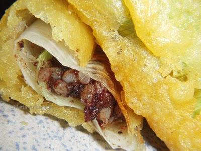 Canelón de puerro relleno de Morcilla Rios en tempura!! Canelón de puerro relleno de Morcilla Rios en tempura!!