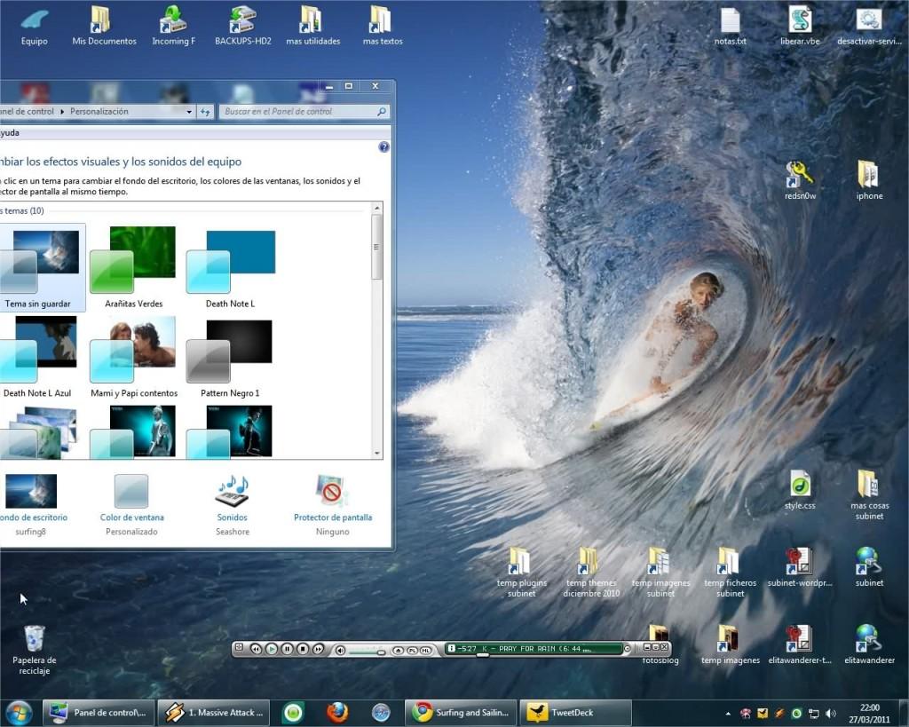 Theme sobre surf para Windows 7 y paquetes de iconos relacionados