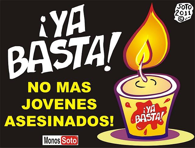 Más jóvenes mueren en México, protesta cartoon