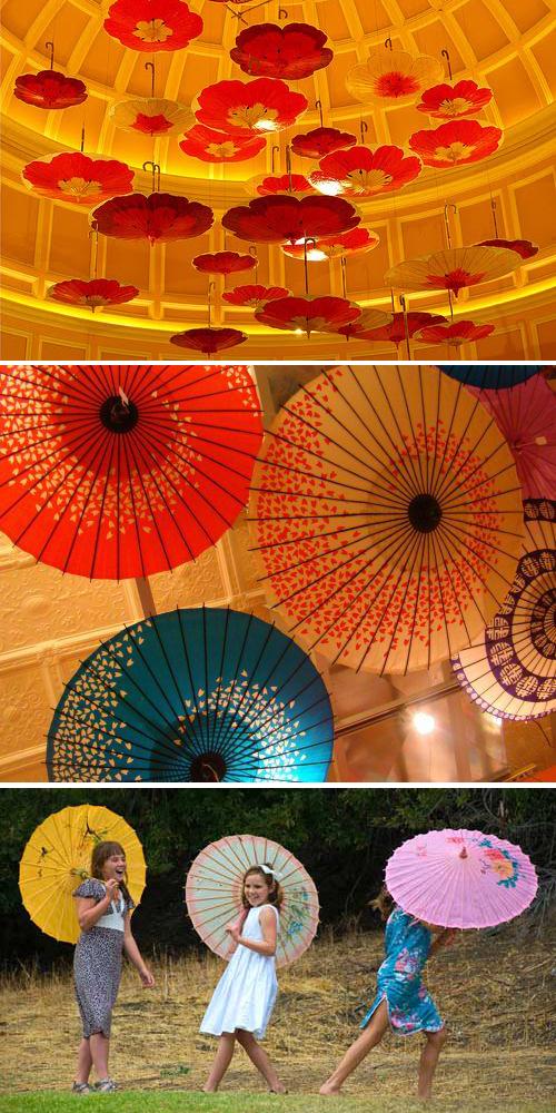 decoración son sombrillas chinas