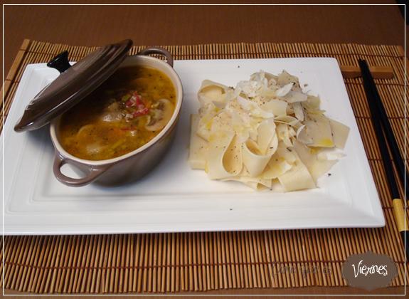 Pappardelle con Guiso de verduras Pappardelle con Guiso de verduras