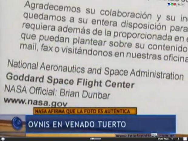 EXCLUSIVO: La NASA desmiente oficialmente la verificación del OVNI en Venado Tuerto