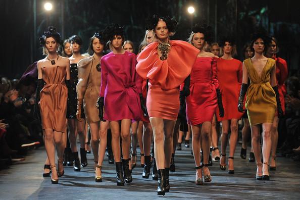 Models walk the runway during the Lanvin Ready to Wear Autumn/Winter 2011/2012 show during Paris Fashion Week at Espace Ephemere Tuileries on March 4, 2011 in Paris, France.