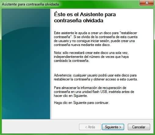 Cómo crear un disco para restablecer contraseña en Windows 7 para tener una copia de emergencia