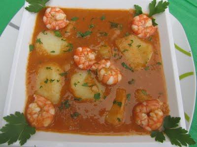 PATATAS CON LANGOSTINOS PATATAS CON LANGOSTINOS
