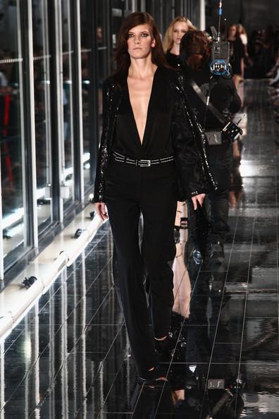 MANGO NEW COLLECTION WITH KATE MOSS A model walks the runway during the Mango new collection launch at Centre Pompidou on May 17, 2011 in Paris, France.