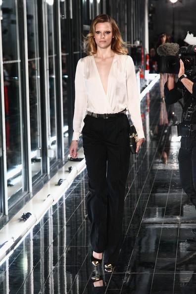 MANGO NEW COLLECTION WITH KATE MOSS A model walks the runway during the Mango new collection launch at Centre Pompidou on May 17, 2011 in Paris, France.