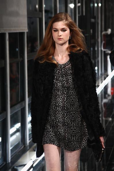 MANGO NEW COLLECTION WITH KATE MOSS A model walks the runway during the Mango new collection launch at Centre Pompidou on May 17, 2011 in Paris, France.