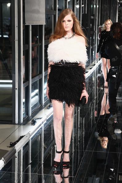 MANGO NEW COLLECTION WITH KATE MOSS A model walks the runway during the Mango new collection launch at Centre Pompidou on May 17, 2011 in Paris, France.