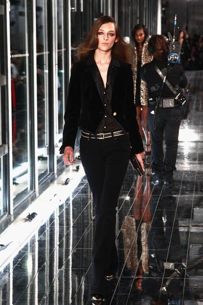 MANGO NEW COLLECTION WITH KATE MOSS A model walks the runway during the Mango new collection launch at Centre Pompidou on May 17, 2011 in Paris, France.