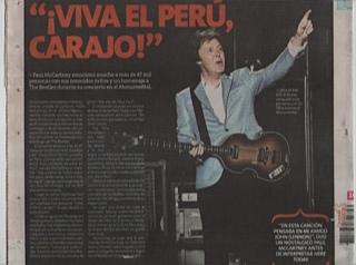 PAUL McCARTNEY en Perú Peru Press - Up and Coming Tour