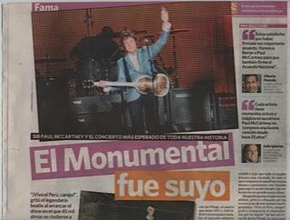 PAUL McCARTNEY en Perú Peru Press - Up and Coming Tour