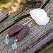 Crafts & Beauty tiger ebony wood, peruvian blue chalcedony and sterling silver earrings