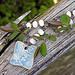 Crafts & Beauty ceramic pendant, faceted mother of pearl, and antiqued brass necklace