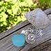 Crafts & Beauty faceted blue chalcedony, freshwater pearl, karen hill tribe fine silver, and sterling silver charm necklace