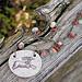Crafts & Beauty leaping deer stoneware pendant, impression jasper, carnelian, and antiqued brass necklace