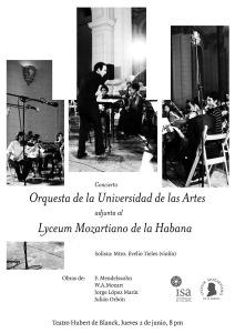 CARTEL ORQUESTA ESCUELA copy web Concierto de la Orquesta Sinfónica del ISA Adjunta al Lyceum Mozartiano de La Habana