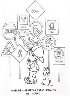 DIBUJOS PARA COLOREAR DE EDUCACIÓN VIAL DIBUJOS PARA COLOREAR DE EDUCACIÓN VIAL