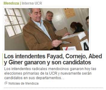 Cómo titularon los diarios mendocinos la interna radical Cómo titularon los diarios mendocinos la interna radical