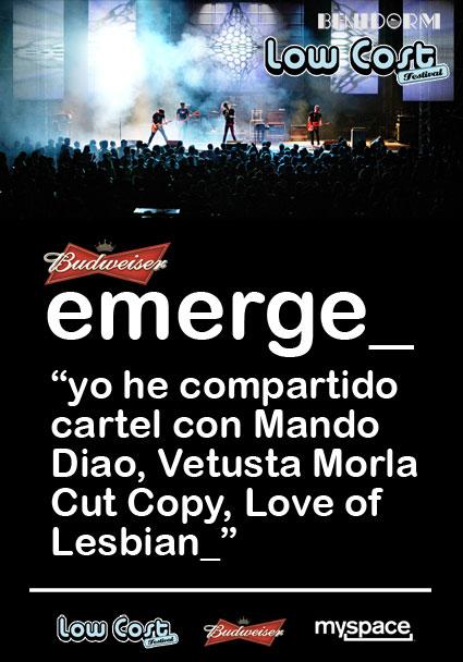 Emerge: Si tienes una banda comparte cartel con Mando Diao, Vetusta Morla o Cut Copy