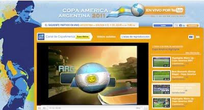 Youtube trasmitirá en vivo la Copa América 2011 Youtube trasmitirá en vivo la Copa América 2011