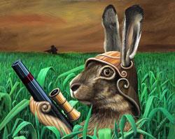Hunting hare - oli colour on canvas