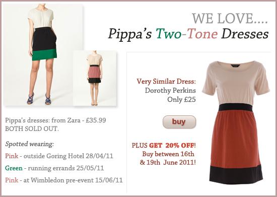 PIPPA MIDDLETON ... GET THE LOOK Pippa Middleton Green and Pink Colour Block Dress