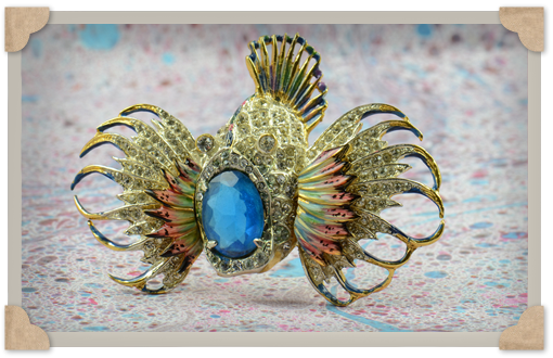 Pez Broche en forma de pez, años 40s